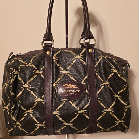 Pre-owned Longchamp Leather Boston Handbag/Satchel/Tote ~ Vintage - Picture 1 of 12